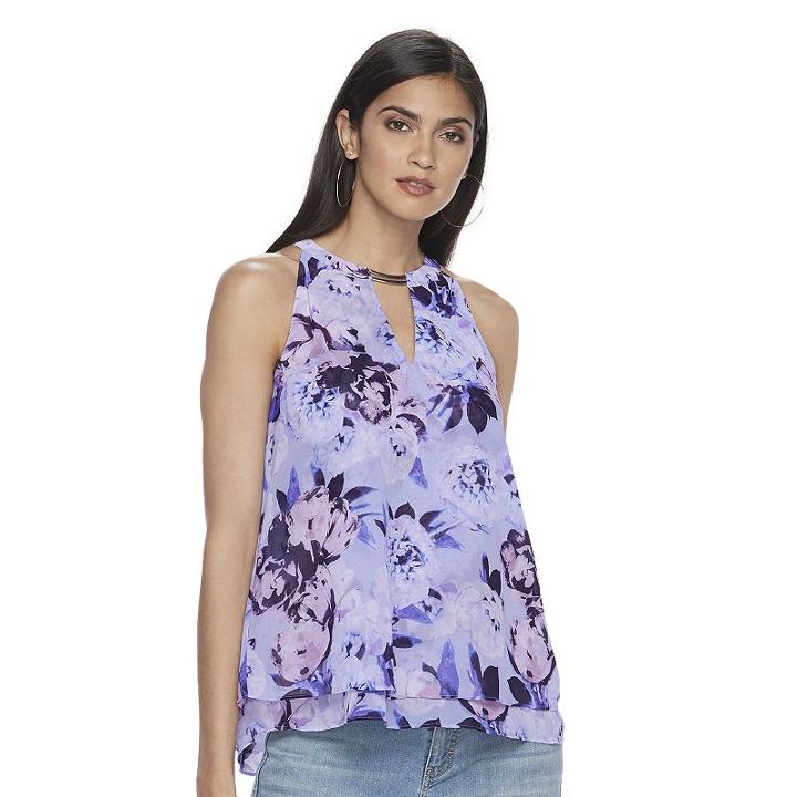 Women's Jennifer Lopez Keyhole Tank, Size: Large, Blue