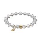 Tfs Jewelry 14k Gold Over Silver White Crystal Bead Stretch Bracelet, Women's, Size: 7