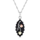 Black Hills Gold Tri-tone Black Powder Coat Marquise Pendant Necklace In Sterling Silver, Women's, Size: 18, Grey