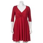 Juniors' Plus Size Wrapper Twist Front Dress, Teens, Size: 1xl, Dark Red