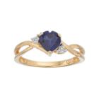 10k Gold Lab-created Sapphire & Diamond Accent Swirl Heart Ring, Women's, Size: 7, Blue