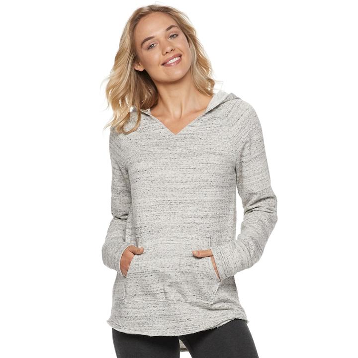 Juniors' So&reg; High-low Solid Fleece Tunic Hoodie, Teens, Size: Xl, Black