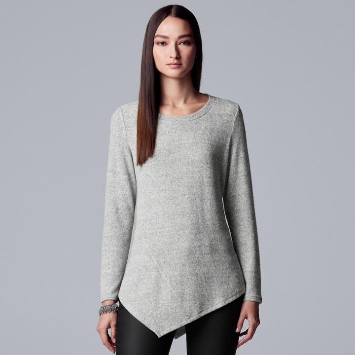 Women's Simply Vera Vera Wang Asymmetrical Top, Size: Large, Med Grey