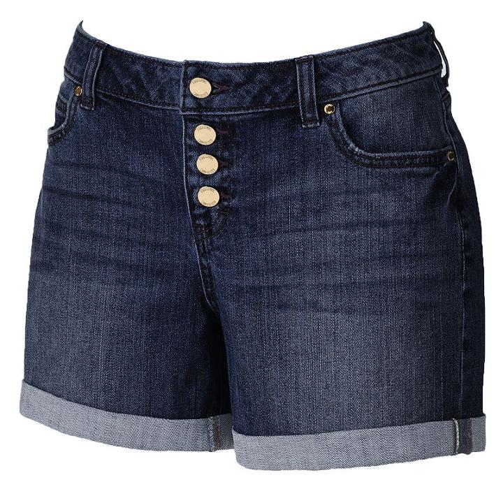 Women's Jennifer Lopez Cuffed Boyfriend Shorts, Size: 12, Dark Blue