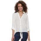 Juniors' Candie's&reg; Crepe Button-front Shirt, Teens, Size: Large, White