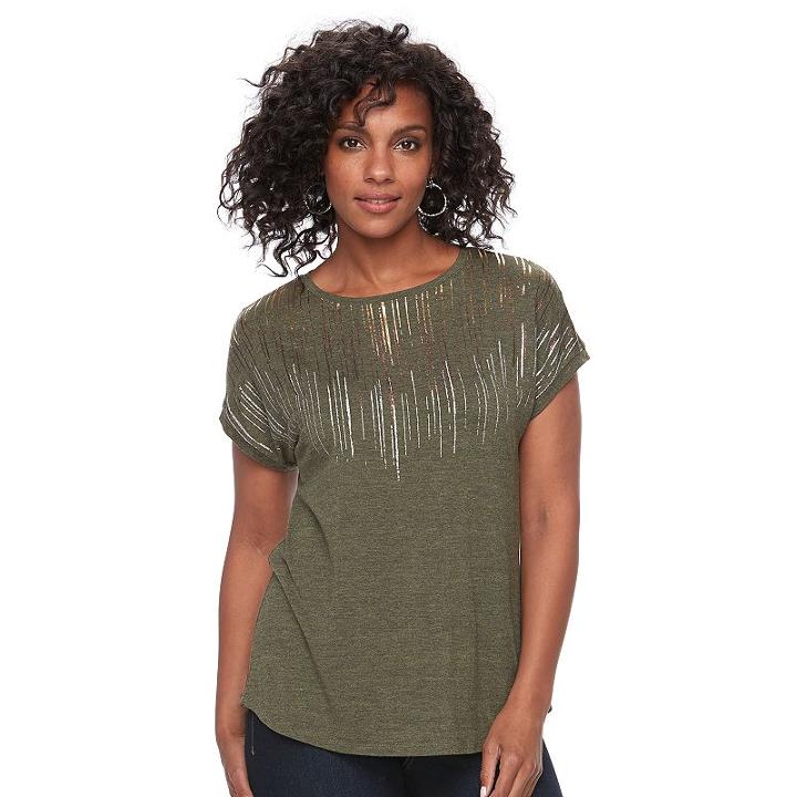 Women's Apt. 9® Embellished Crewneck Tee, Size: Xxl, Med Green