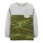 Boys 4-12 Carter's Camouflaged Long Sleeve Pocket Tee, Size: 7, Green Camo