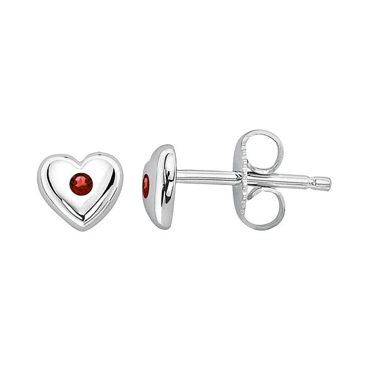 Little Diva Diamonds Kids' Sterling Silver Garnet Heart Stud Earrings, Women's, Red
