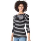 Women's Chaps Lace-up Boatneck Tee, Size: Xl, Black
