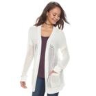 Juniors' So&reg; Drop Shoulder Open Stitch Cardigan, Teens, Size: Xs, White Oth