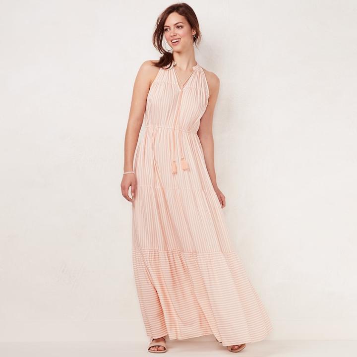 Women's Lc Lauren Conrad Print Halter Maxi Dress, Size: Xl, Light Pink