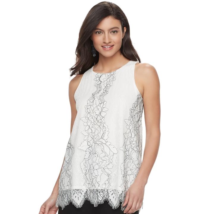 Women's Apt. 9&reg; Lace Tunic Tank, Size: Xs, White
