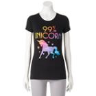 Juniors' Lisa Frank 99% Unicorn Graphic Tee, Girl's, Size: Small, Black