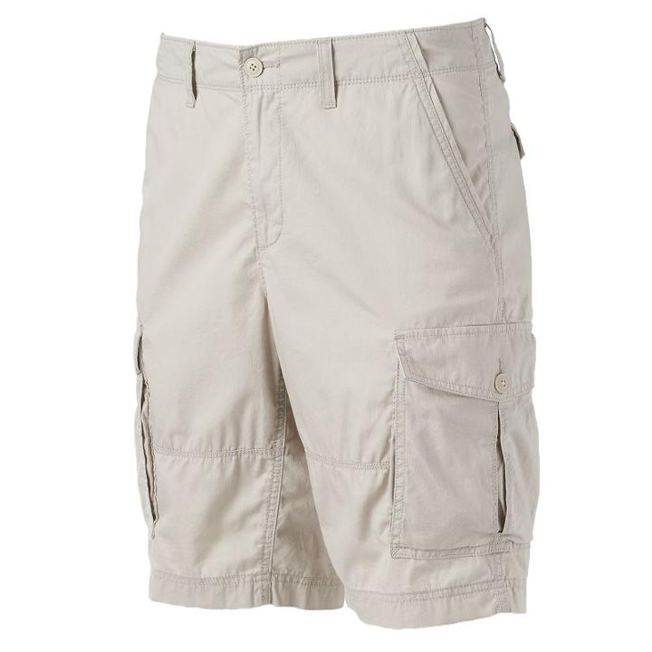 Men's Sonoma Goods For Life&trade; Lightweight Herringbone Solid Cargo Shorts, Size: 32, Lt Beige
