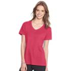 Women's Champion V-neck Tee, Size: Medium, Med Pink