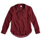 Girls 7-16 & Plus Size Mudd&reg; Lace-up Popover Chambray Shirt, Size: 12, Dark Red