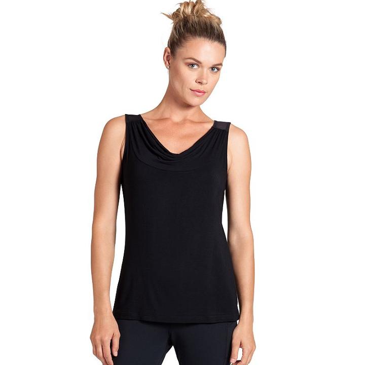 Women's Tail Draped Scoopneck Yoga Tank, Size: Xs, Black