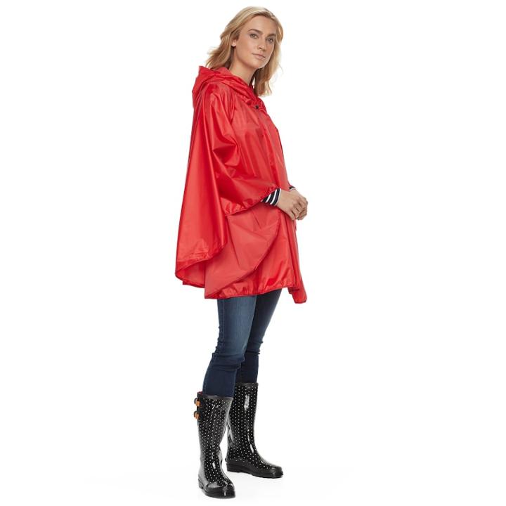 Style Collective Solid Rain Poncho, Women's, Dark Red