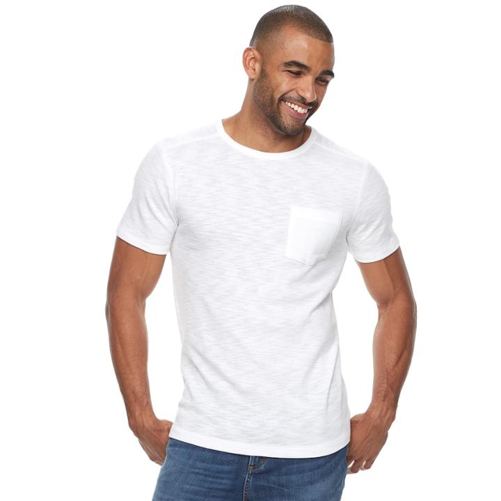 Men's Apt. 9&reg; Slubbed Pocket Tee, Size: Small, White
