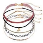 Mudd&reg; Unicorn, Beaded, Velvet & Faux-leather Choker Necklace Set, Women's, Gold