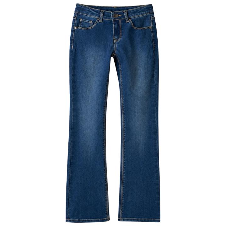 Girls Plus Size So&reg; Perfectly Soft Embroidered Denim Bootcut Jeans, Size: 20 1/2, Dark Blue