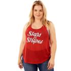 Juniors' Plus Size Wallflower Bandeau & Swing Graphic Tank, Girl's, Size: 1xl, Red