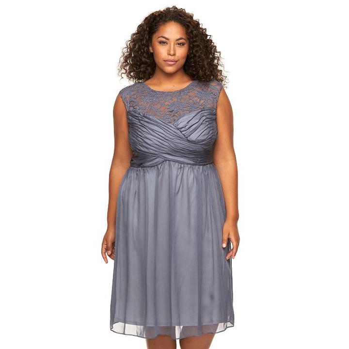 Plus Size Chaya Crossover Mixed-media Dress, Women's, Size: 14 W, Grey