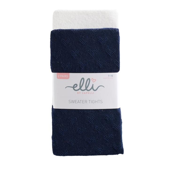Girls 4-14 Elli By Capelli 2-pk. Pointelle Heart Sweater Tights, Size: 7-10, Blue (navy)
