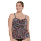 Plus Size A Shore Fit Tummy Slimmer Mesh Bandeaukini Top, Women's, Size: 16 W, Drk Orange