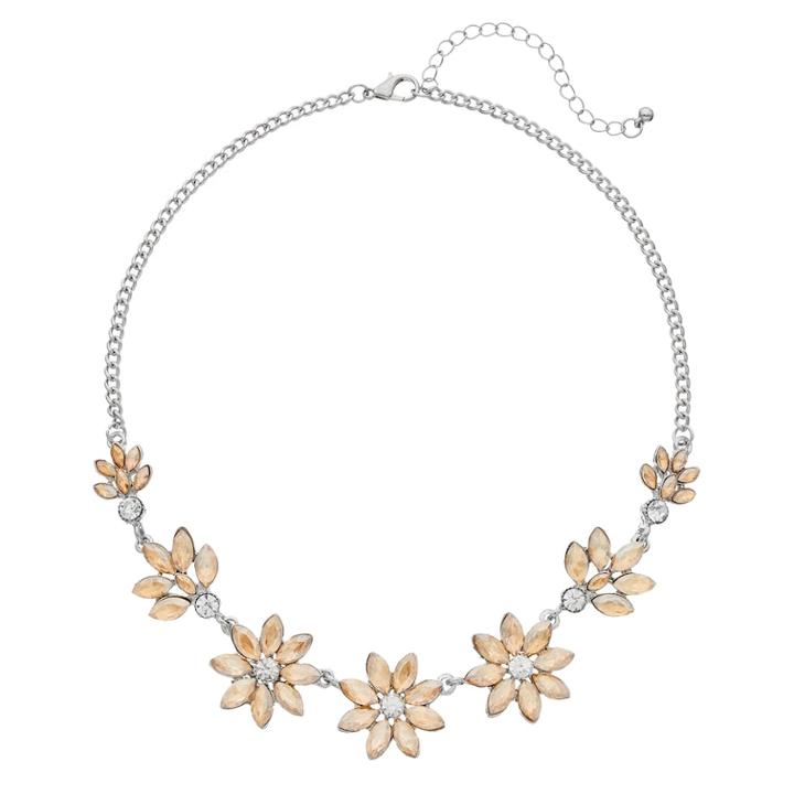 Yellow Graduated Flower Necklace, Women's, Silver