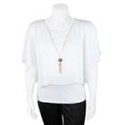 Juniors' Plus Size Iz Byer California Cold-shoulder Overlay Top, Girl's, Size: 3xl, White Oth