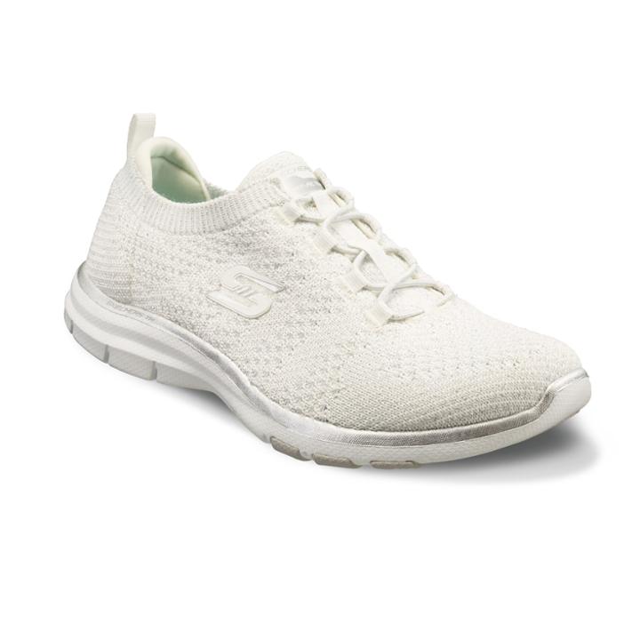 Skechers Galaxies Flat Knit Gore Bungee Women's Slip On Shoes, Size: 7, White Oth
