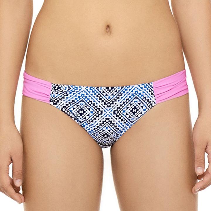 Juniors' Hot Water Geometric Hipster Bikini Bottoms, Size: Small, Dark Grey