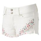 Juniors' Almost Famous White Embroidered Shortie Jean Shorts, Girl's, Size: 5