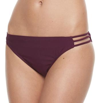 Women's Breaking Waves Strappy Scoop Bikini Bottoms, Size: Xl, Dark Red