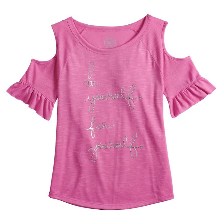 Plus Size Girls 7-16 So&reg; Cold-shoulder Top, Size: 18 1/2, Light Pink