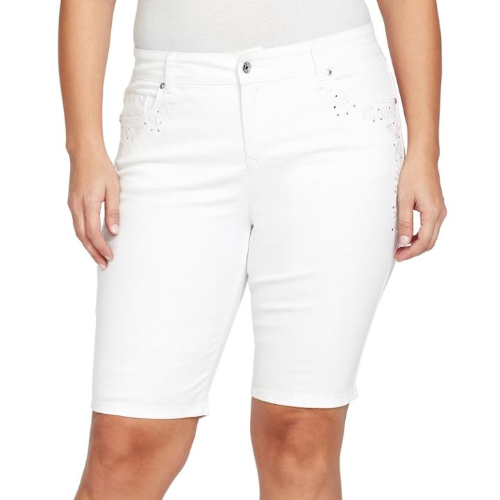 Plus Size Gloria Vanderbilt Jessa Bermuda Shorts, Women's, Size: 24 W, White