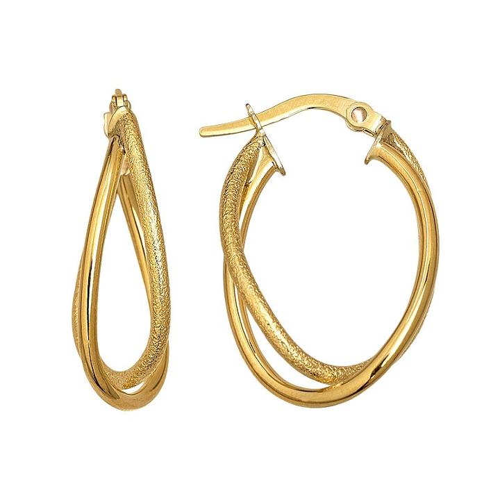 Everlasting Gold 14k Gold Textured Double Hoop Earrings, Women's, Yellow