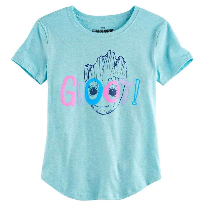 Girls 7-16 Guardians Of The Galaxy Vol. 2 Groot Face Graphic Tee, Size: Small, Light Blue
