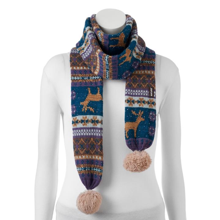 Muk Luks Pom Pom Long Skinny Scarf, Women's, Size: Fits Most, Purple