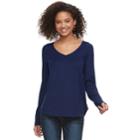 Juniors' So&reg; Perfect V-neck Tee, Teens, Size: Medium, Dark Blue