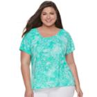 Plus Size Cathy Daniels Printed Embellished Top, Women's, Size: 2xl, Green