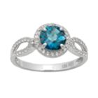 Sterling Silver London Blue Topaz And Lab-created White Sapphire Halo Ring, Adult Unisex, Size: 8, Multicolor