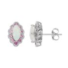 Sterling Silver Lab-created Opal & Pink Sapphire Marquise Stud Earrings, Women's