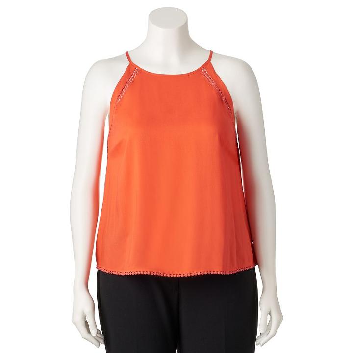 Juniors' Plus Size Mudd&reg; Pom-pom Halter Tank, Girl's, Size: 1xl, Med Orange