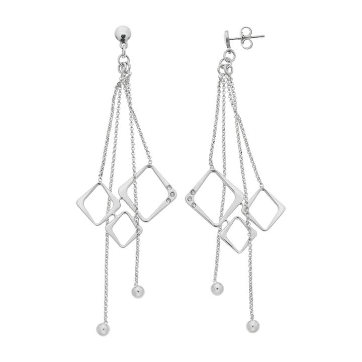 Sterling Silver Cubic Zirconia Double Strand Drop Earrings, Women's, White