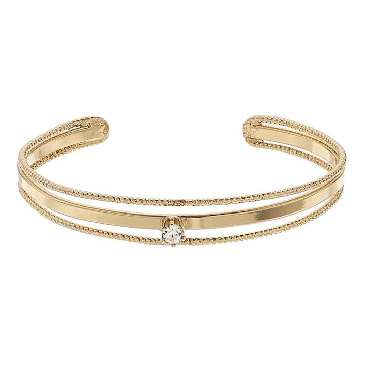 Lc Lauren Conrad Simulated Crystal Multi Row Cuff Bracelet, Women's, Gold