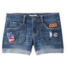 Girls 7-16 Mudd&reg; Embroidered Patch Midi Jean Shorts, Girl's, Size: 6, Blue