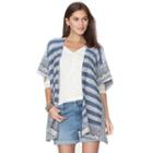 Women's Chaps Striped Poncho Cardigan, Size: S-m, Blue