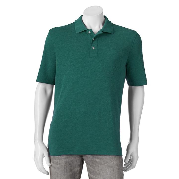 Men's Croft & Barrow&reg; Signature Pocket Polo, Size: Small, Dark Green